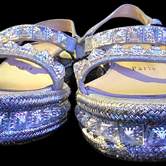 CHRISTIAN LOUBOUTINPyraclou Snakeskin Wedge Sandals